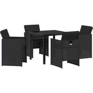 vidaXL 5-piece garden dining set - Black, Rattan, Cushions - Garden Dining Set vidaXL 5-piece garden dining set - Black, Rattan, Cushions - Garden Dining Set