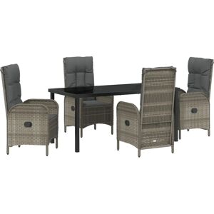 Vidaxl Garden Dining Set - Gray Polyrattan, Reclining Chairs Vidaxl Garden Dining Set - Gray Polyrattan, Reclining Chairs