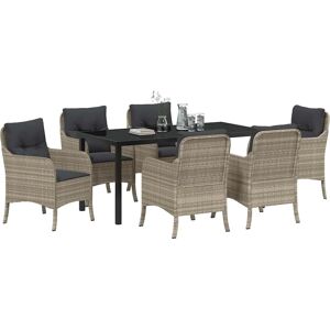 VidaXL Udendørs Møbel Sæt - 7 Stykker, Lys Grå Rattan VidaXL Udendørs Møbel Sæt - 7 Stykker, Lys Grå Rattan