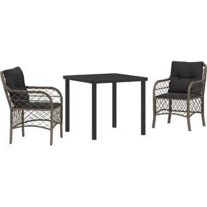 Vidaxl Garden Dining Set - Modern Rattan with Cushions - 58.5x67x86cm Vidaxl Garden Dining Set - Modern Rattan with Cushions - 58.5x67x86cm