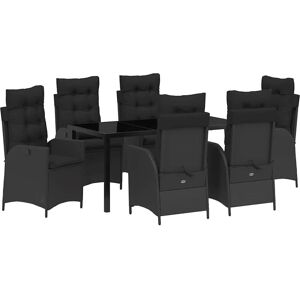 VidaXl Garden Dining Set 7-Piece with Black Rattan Cushions VidaXl Garden Dining Set 7-Piece with Black Rattan Cushions