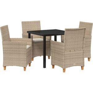 Vidaxl Garden Dining Set 5 Pieces Beige Rattan Cushions Vidaxl Garden Dining Set 5 Pieces Beige Rattan Cushions