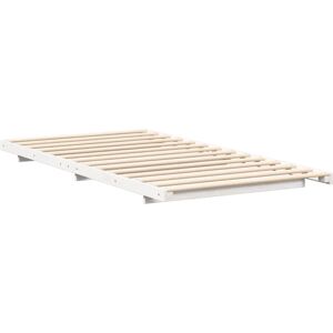vidaXL Bed Frame White 80 x 220 cm Solid Pine Wood - Floor Bed vidaXL Bed Frame White 80 x 220 cm Solid Pine Wood - Floor Bed