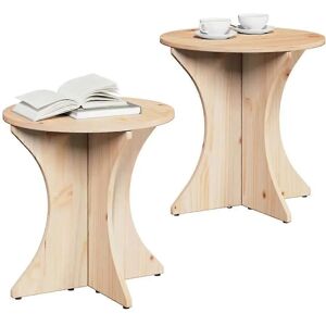 vidaXL Coffee Table 2 pcs Natural 46 x 46 x 47 cm Solid Pine Brown - Coffee Table vidaXL Coffee Table 2 pcs Natural 46 x 46 x 47 cm Solid Pine Brown - Coffee Table