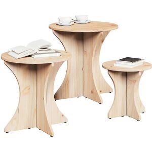 vidaXL Solid Pine Brown 3-piece Coffee Table Set - Coffee Table vidaXL Solid Pine Brown 3-piece Coffee Table Set - Coffee Table