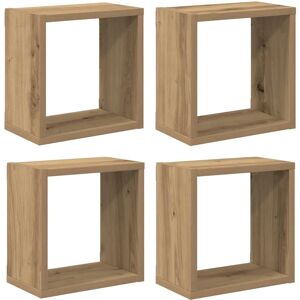 vidaXL Wall Shelf Artisan Oak MDF - 4 Pack - Wall Shelf vidaXL Wall Shelf Artisan Oak MDF - 4 Pack - Wall Shelf