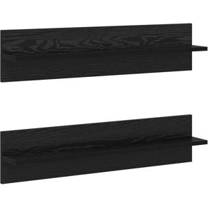 vidaXL Wall Shelves 2 pcs Black Oak - Wall Shelves vidaXL Wall Shelves 2 pcs Black Oak - Wall Shelves
