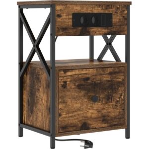 vidaXL Bedside Table Smoked Oak 40 x 31 x 60 cm - Bedside Table vidaXL Bedside Table Smoked Oak 40 x 31 x 60 cm - Bedside Table