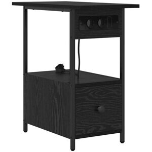 vidaXL Bedside Table Black Oak - Rectangular, Storage, Modern - Bedside Table vidaXL Bedside Table Black Oak - Rectangular, Storage, Modern - Bedside Table
