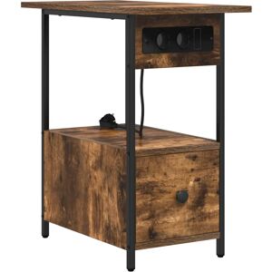 vidaXL Bedside table smoked oak 60 x 30 x 61 cm wood-based material Brown - Bedside table vidaXL Bedside table smoked oak 60 x 30 x 61 cm wood-based material Brown - Bedside table