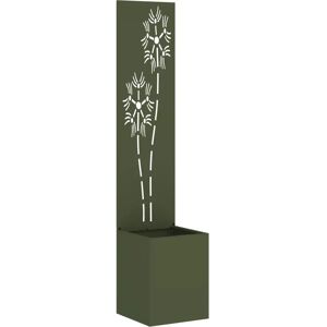 vidaXL Flower Pot with Decorative Panel Olive Green 32 x 140 cm - Flower Pot vidaXL Flower Pot with Decorative Panel Olive Green 32 x 140 cm - Flower Pot