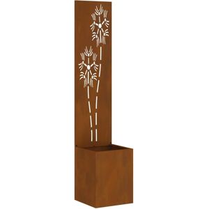 vidaXL Rusty Flowerpot with Decorative Panel - Outdoor Garden Art vidaXL Rusty Flowerpot with Decorative Panel - Outdoor Garden Art