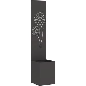 vidaXL Flowerpot with decorative panel Black - Garden Flowerpot vidaXL Flowerpot with decorative panel Black - Garden Flowerpot