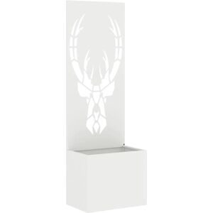 vidaXL Flowerpot with decorative panel White - Garden Decor vidaXL Flowerpot with decorative panel White - Garden Decor