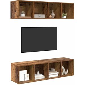 Vidaxl Veggmontert TV-skap Sett - Brun - Moderne Design Vidaxl Veggmontert TV-skap Sett - Brun - Moderne Design