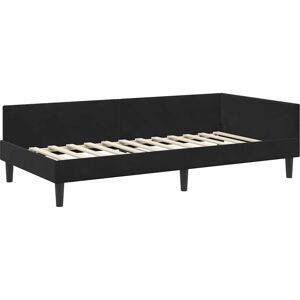 vidaXL Corner Bed Frame - Black - 90x190 cm - Velvet & Engineered Wood - Bedroom Furniture vidaXL Corner Bed Frame - Black - 90x190 cm - Velvet & Engineered Wood - Bedroom Furniture