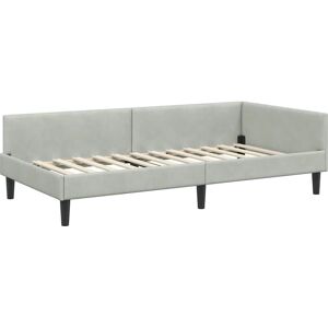 vidaXL Hjørne-sengestell i fløyel med justerbart hodestykke - Lys grå - Soveromsmøbler vidaXL Hjørne-sengestell i fløyel med justerbart hodestykke - Lys grå - Soveromsmøbler