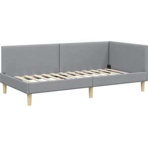 vidaXL Light Grey Fabric Corner Bed Frame - Modern Design - 90x190 cm - Bed Frame vidaXL Light Grey Fabric Corner Bed Frame - Modern Design - 90x190 cm - Bed Frame