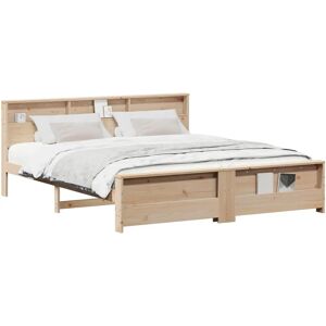 vidaXL Bettgestell Mit Kopfteil - Braun - 180x200 cm - Massives Kiefernholz - Schlafzimmermöbel vidaXL Bettgestell Mit Kopfteil - Braun - 180x200 cm - Massives Kiefernholz - Schlafzimmermöbel