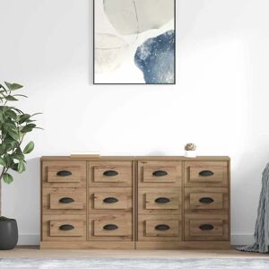 vidaXL Sideboards with Drawer 2 Pcs Artisan Oak 70x35.5x67.5 cm Home Furniture Storage - Sideboards vidaXL Sideboards with Drawer 2 Pcs Artisan Oak 70x35.5x67.5 cm Home Furniture Storage - Sideboards