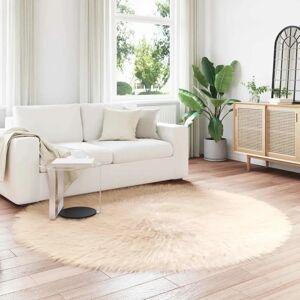 vidaXL Faux Sheepskin Rug Tafalla - Beige - Ø 200 Cm - Polyester - New vidaXL Faux Sheepskin Rug Tafalla - Beige - Ø 200 Cm - Polyester - New