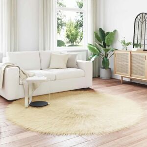 vidaXL Faux Sheepskin Rug 160x160 Cm Cream Polyester - Faux Sheepskin Rug vidaXL Faux Sheepskin Rug 160x160 Cm Cream Polyester - Faux Sheepskin Rug