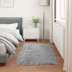 vidaXL Faux Sheepskin Rug - Grey - 80x150 cm - Polyester - Modern Design - Rug vidaXL Faux Sheepskin Rug - Grey - 80x150 cm - Polyester - Modern Design - Rug
