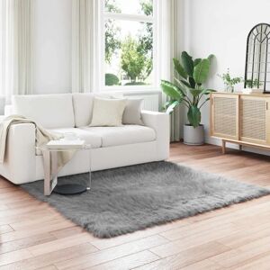 vidaXL Faux Sheepskin Rug - Grey - 160x160 cm - Polyester - New vidaXL Faux Sheepskin Rug - Grey - 160x160 cm - Polyester - New