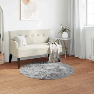 vidaXL Faux sheepskin rug Tafalla Grey Ø 80 cm Polyester - Faux Sheepskin Rug vidaXL Faux sheepskin rug Tafalla Grey Ø 80 cm Polyester - Faux Sheepskin Rug