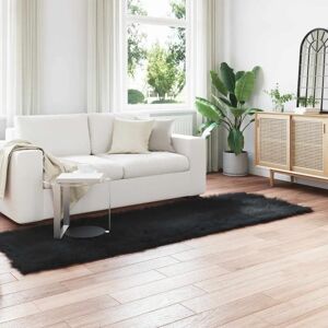 vidaXL Faux sheepskin rug Tafalla Black 80 x 250 cm Polyester - Faux Sheepskin Rug vidaXL Faux sheepskin rug Tafalla Black 80 x 250 cm Polyester - Faux Sheepskin Rug