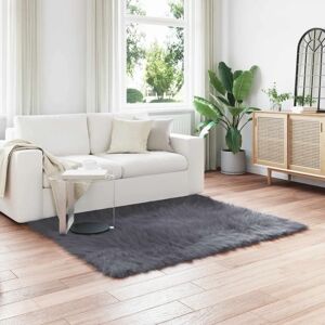 vidaXL Faux Sheepskin Rug - Anthracite - 120x120 cm - Polyester - New vidaXL Faux Sheepskin Rug - Anthracite - 120x120 cm - Polyester - New