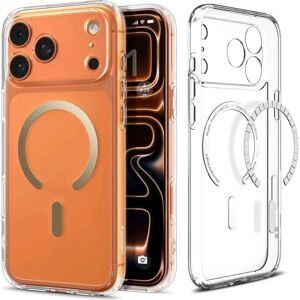Coque Spigen Ultra Hybrid MagSafe pour iPhone 17 Pro - Transparent/Or - Publicité Coque Spigen Ultra Hybrid MagSafe pour iPhone 17 Pro - Transparent/Or - Publicité