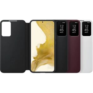 Biała elegancka skórzana okładka Smart Clear View dla Galaxy S22 Plus Biała elegancka skórzana okładka Smart Clear View dla Galaxy S22 Plus