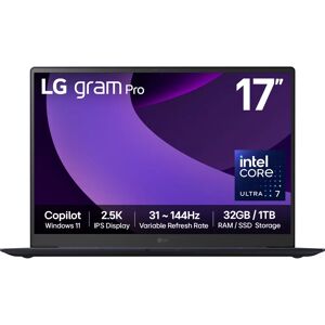 LG Gram Pro 17Z90TP-G Intel Ultra 7 Laptop - 17-inch, 32GB RAM, 1TB SSD LG Gram Pro 17Z90TP-G Intel Ultra 7 Laptop - 17-inch, 32GB RAM, 1TB SSD