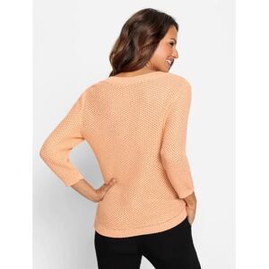 INSPIRATIONEN Baumwollpullover Apricot V-Ausschnitt 3/4-Ärmel INSPIRATIONEN Baumwollpullover Apricot V-Ausschnitt 3/4-Ärmel