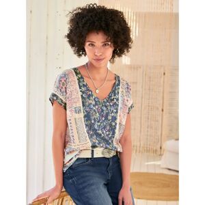 HEINE Modell 48 Blumen V-Ausschnitt Kurzarm Bluse HEINE Modell 48 Blumen V-Ausschnitt Kurzarm Bluse