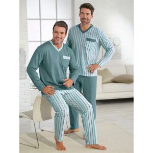 KINGS CLUB 52/54 Grüner Jade Gestreifter Schlafanzug - Pyjama-Set KINGS CLUB 52/54 Grüner Jade Gestreifter Schlafanzug - Pyjama-Set
