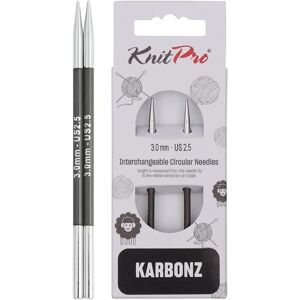 KnitPro Carbonz 3mm utbytbara rundstickor - Knappset KnitPro Carbonz 3mm utbytbara rundstickor - Knappset