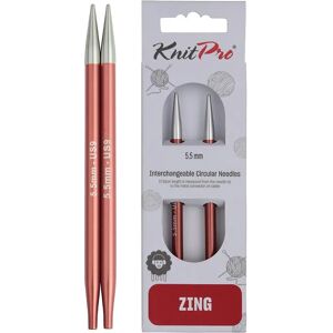 KnitPro ZING Kort Interchangeable Rundsticka - 5,5mm aluminium KnitPro ZING Kort Interchangeable Rundsticka - 5,5mm aluminium