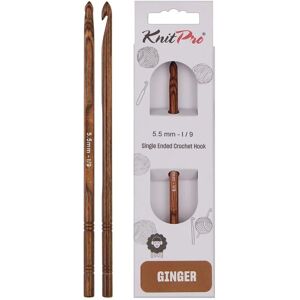 KnitPro Ginger Crochet Hook - 15cm - 5.5mm - Wood - Brown - Crochet Hook KnitPro Ginger Crochet Hook - 15cm - 5.5mm - Wood - Brown - Crochet Hook