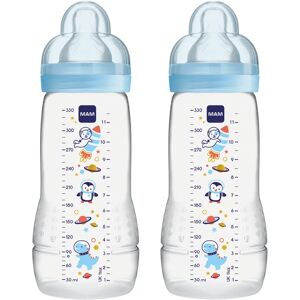 MAM Blue 330ml Baby Bottle - Ergonomic, Fast Flow, Twin Pack MAM Blue 330ml Baby Bottle - Ergonomic, Fast Flow, Twin Pack