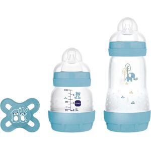 MAM Baby Bottle Set - Blue - 2 Anti-Colic Bottles & Pacifier MAM Baby Bottle Set - Blue - 2 Anti-Colic Bottles & Pacifier