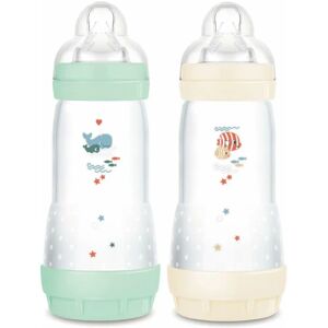 Biberon Bébé MAM Vert Mer Beige - Anti-colique - 330ml - 2 pcs - Publicité Biberon Bébé MAM Vert Mer Beige - Anti-colique - 330ml - 2 pcs - Publicité