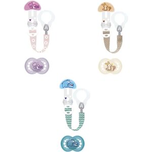 Kit de Chupete Mam - Silicona, +6 Meses, Con Clip Kit de Chupete Mam - Silicona, +6 Meses, Con Clip