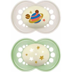 MAM Night Glow in the Dark Soother, Pack of 2, 6+ months - Baby Soothers MAM Night Glow in the Dark Soother, Pack of 2, 6+ months - Baby Soothers