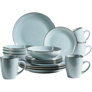 Mäser Metallic Rim 16-piece Dinnerware Set - Stoneware Mäser Metallic Rim 16-piece Dinnerware Set - Stoneware