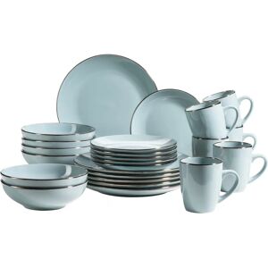 MÄSER Metallic Rim Dinnerware Set - Blue - 24 Pieces for 6 MÄSER Metallic Rim Dinnerware Set - Blue - 24 Pieces for 6