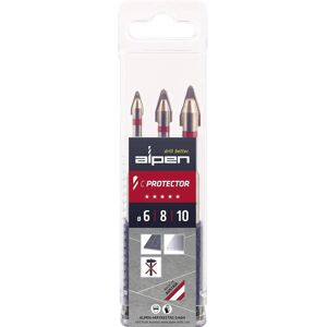 Juego de brocas para baldosas Alpen - 6/8/10mm, Plateado Juego de brocas para baldosas Alpen - 6/8/10mm, Plateado