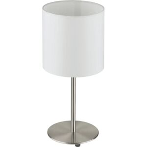 Eglo Pasteri Table Lamp - Satin Nickel White Fabric Shade Eglo Pasteri Table Lamp - Satin Nickel White Fabric Shade