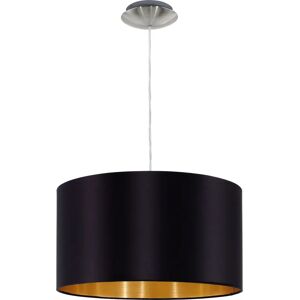 Eglo Maserlo Pendant Light - Satin Nickel Black Fabric Shade - 38cm Eglo Maserlo Pendant Light - Satin Nickel Black Fabric Shade - 38cm